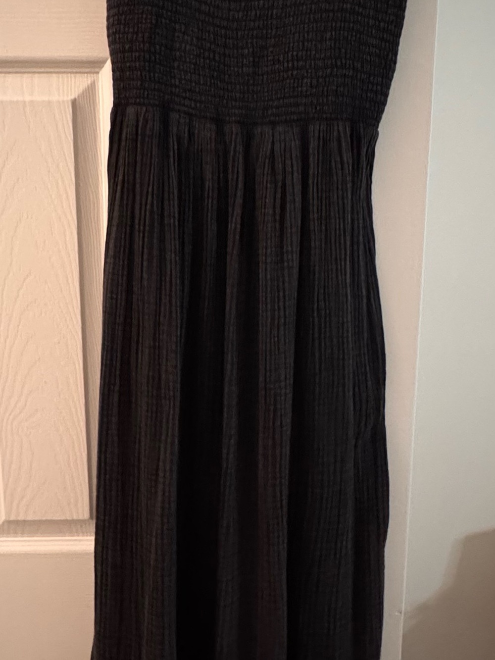Anthropology Black Smocked Maxi Dress